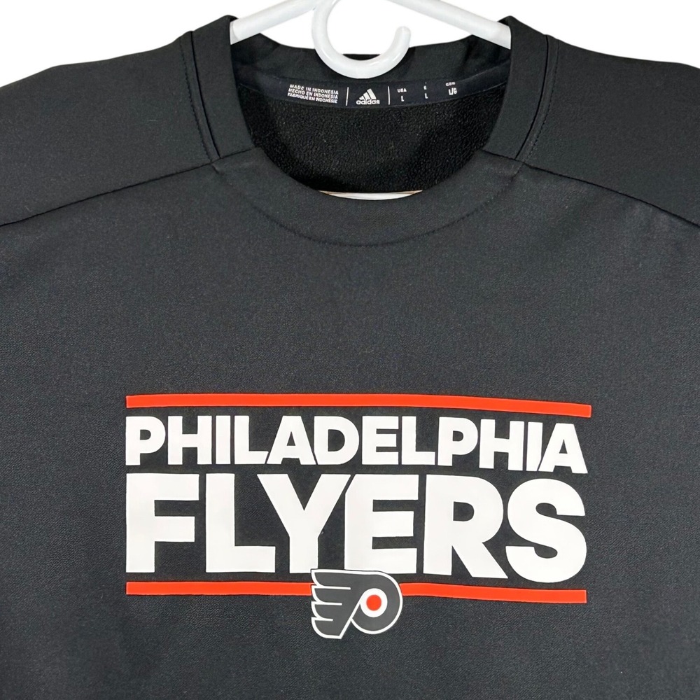 Adidas Philadelphia Flyers Mens Black Crewneck Sweatshirt Large NHL Hockey Logo